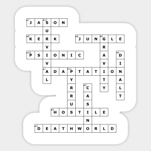 (1960DE) Crossword pattern with words from a famous 1960 science fiction book. Sticker